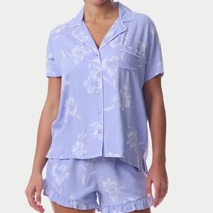 NEW!!!  Notch Collar Woven PJ Shorts Set